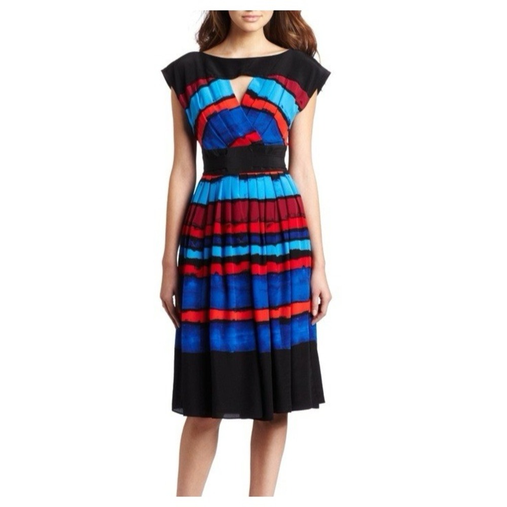 Anthropologie Plenty By Tracy Reese Gallery Row Dress Size 8 100% Silk Striped